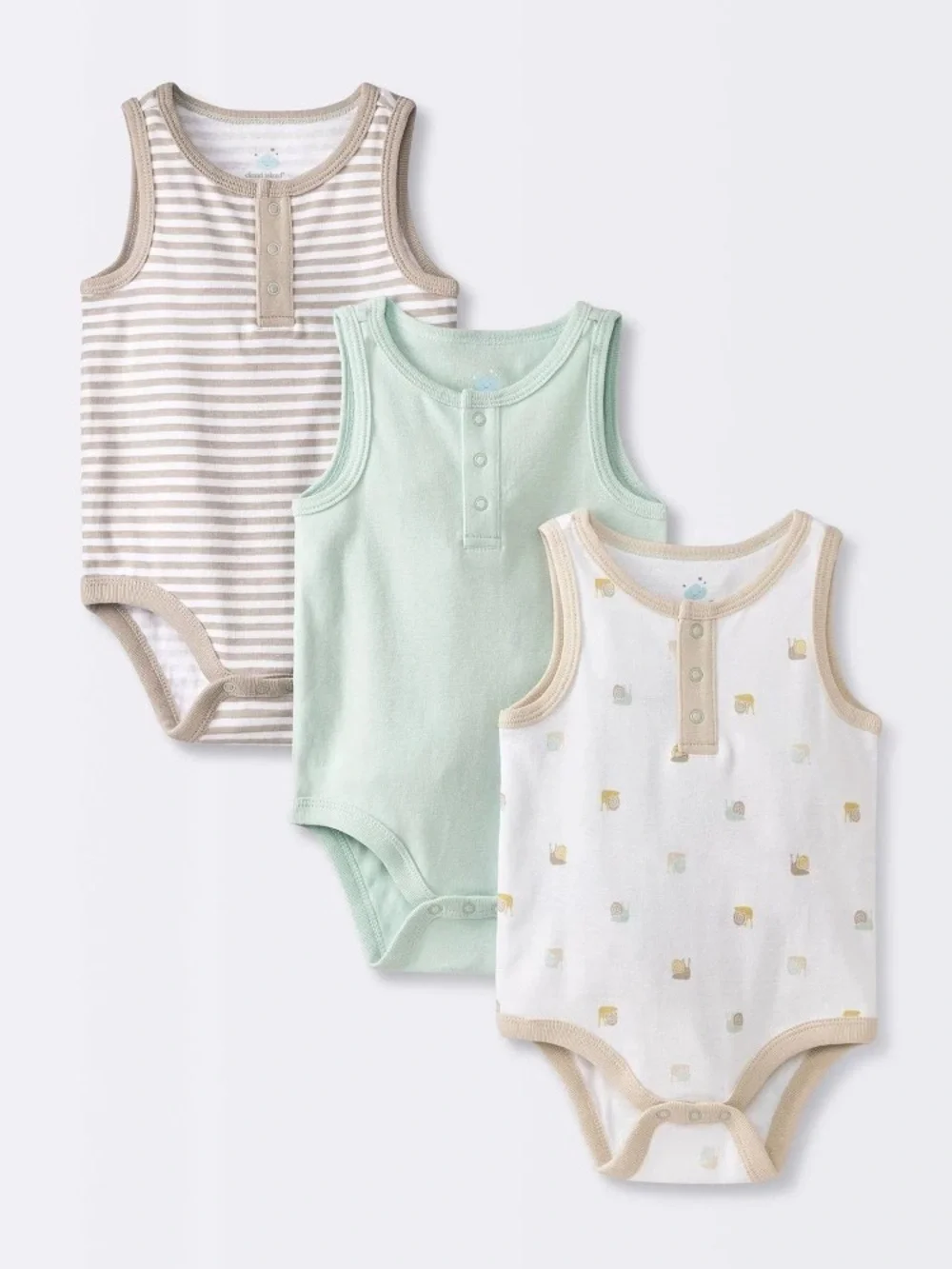 Baby 3pk Sleeveless Henley Bodysuit - Cloud Island